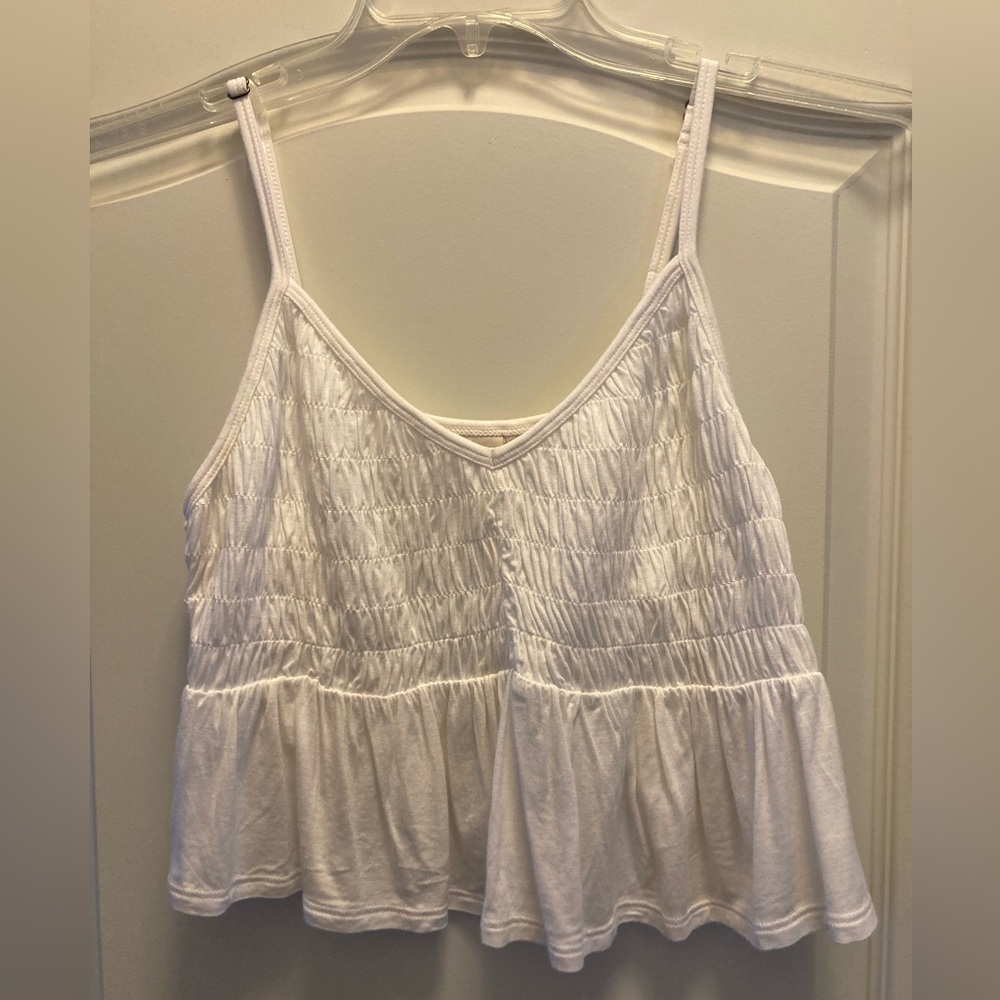 SO White Smocked Peplum Tiny Tank - NWT - juniors size large